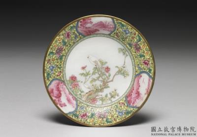 图片[3]-Polychrome-banded dish with flower and bird in falangcai painted enamels, Qianlong reign (1736-1795), Qing dynasty-China Archive